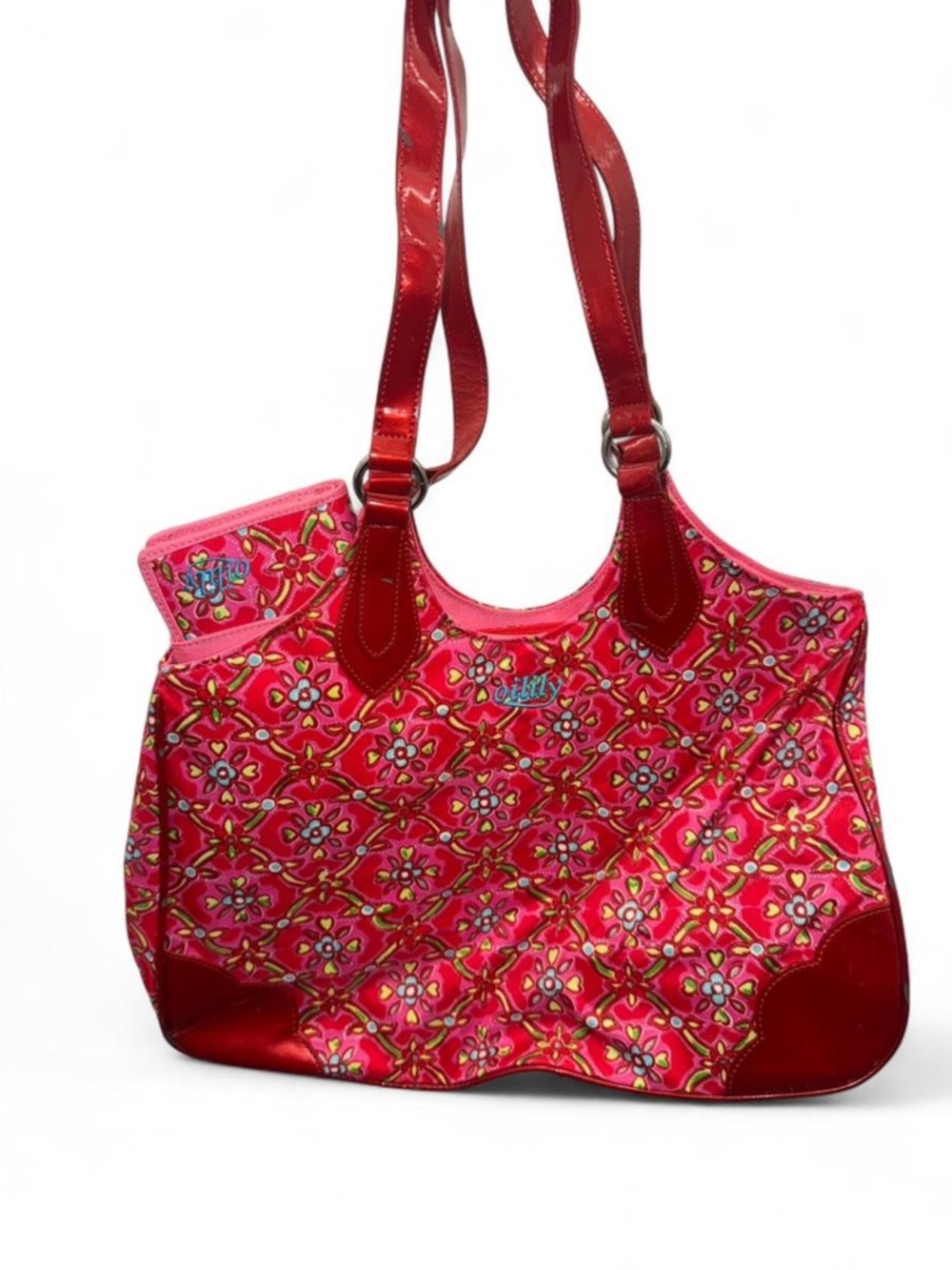 Pink Floral Pattern Tote Bag & wallet